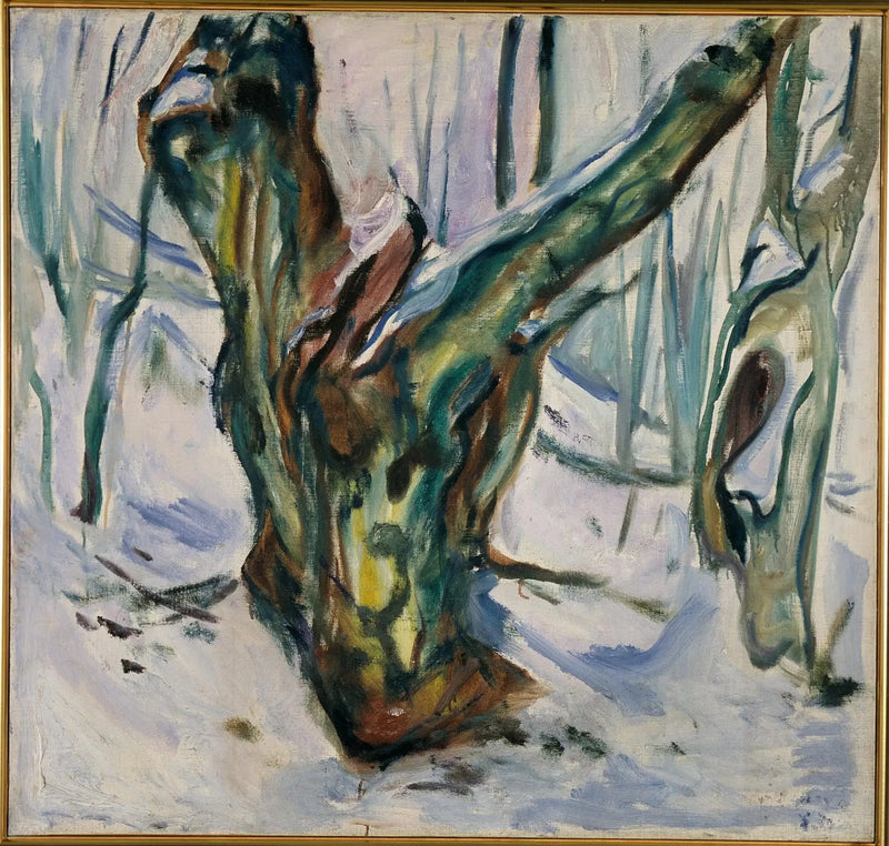 Troncs d'arbres rugueux dans la neige - Edvard Munch