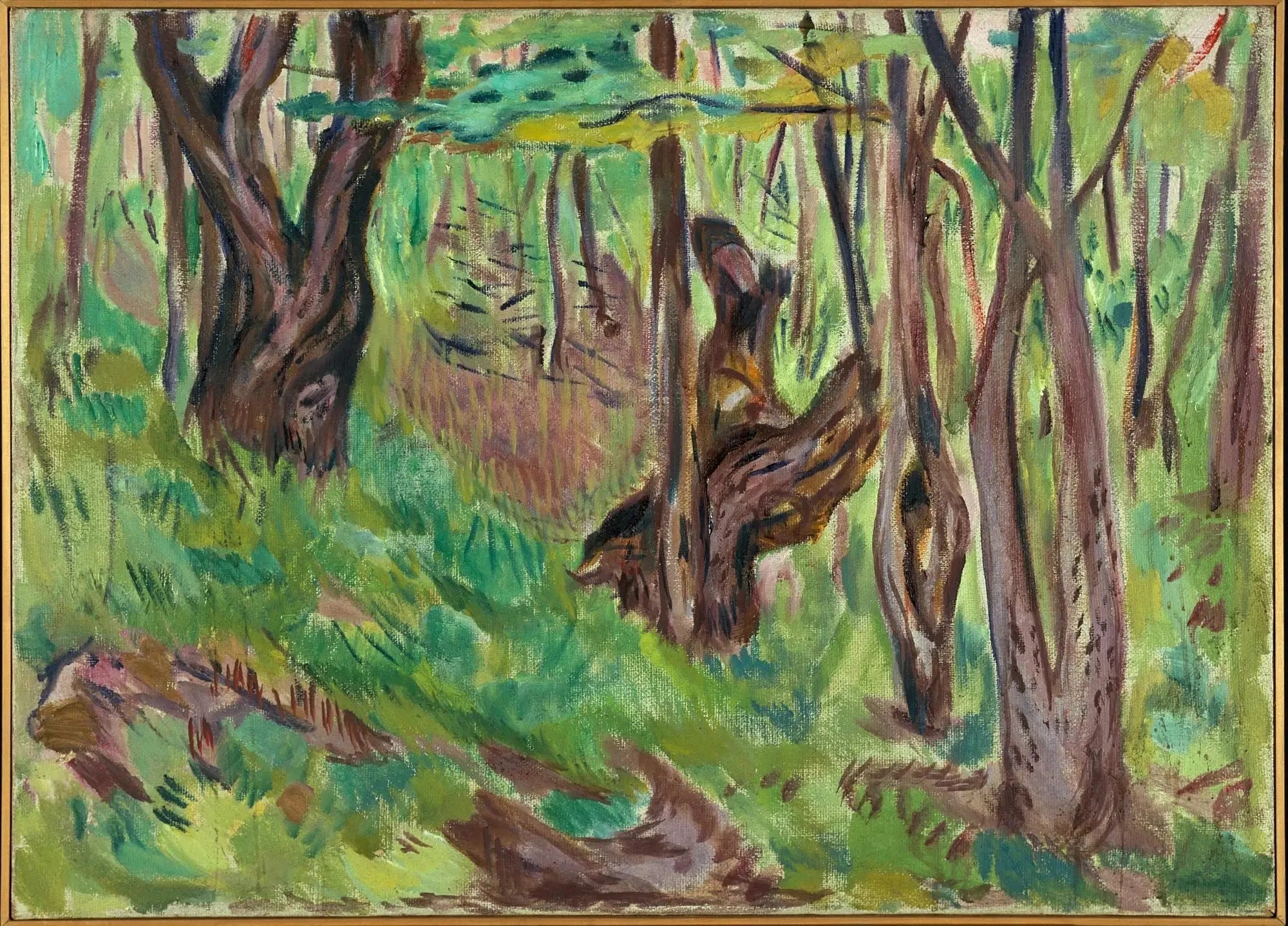 Troncs d'arbres rugueux en été - Edvard Munch image 1 copie peinte à la main à l’huile