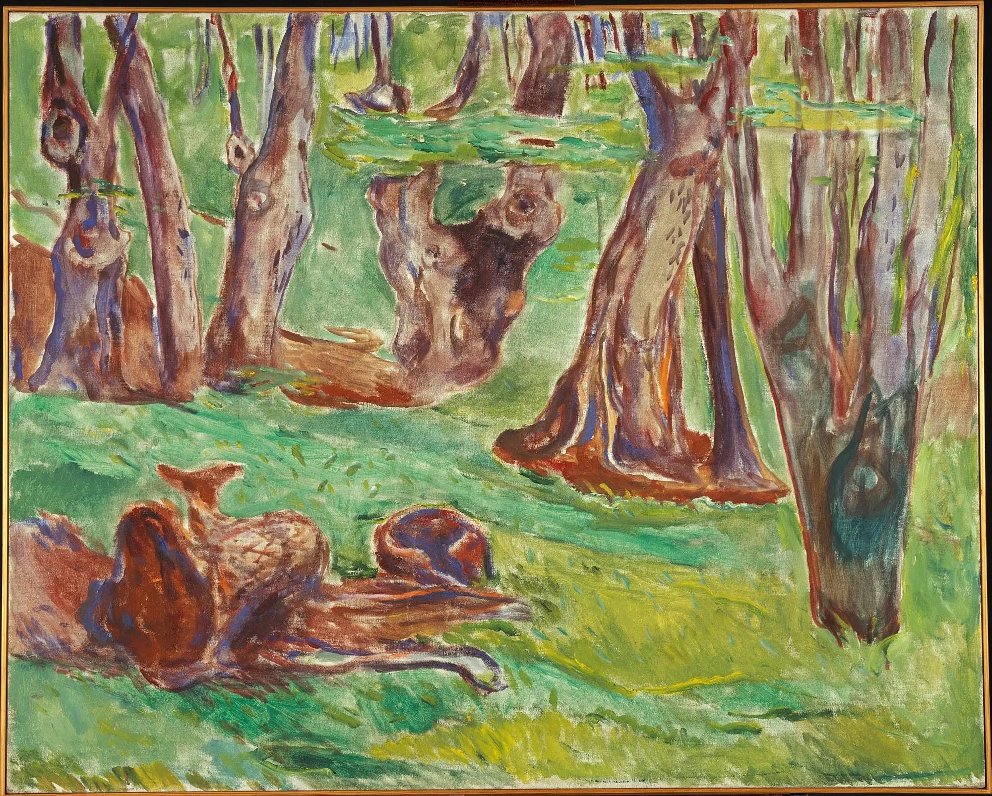 Troncs d'arbres rugueux en été - Edvard Munch image 1 reproduction artisanale de tableau