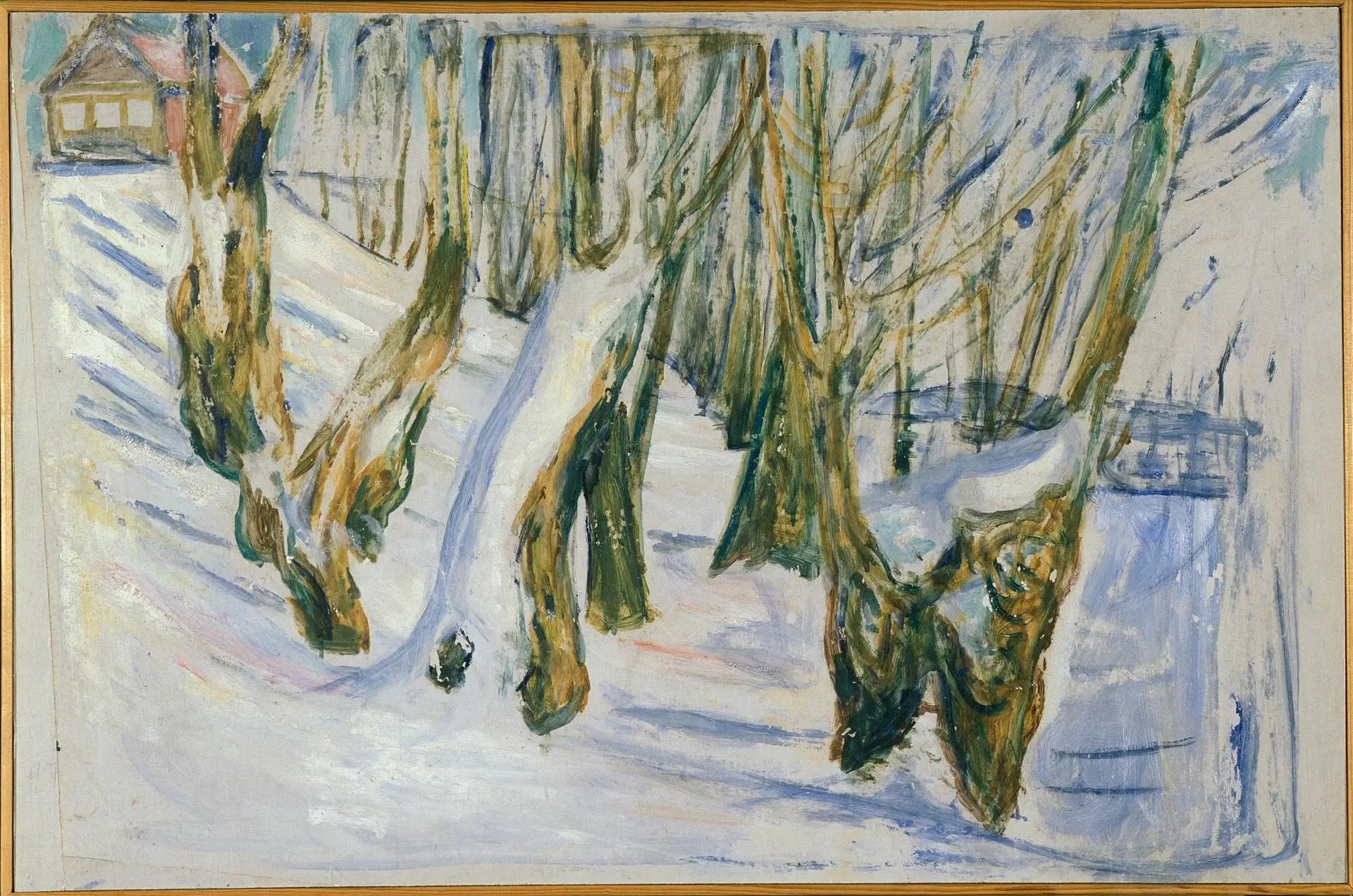 Troncs rugueux dans la neige - Edvard Munch image 1 reproduction de peinture à l’huile