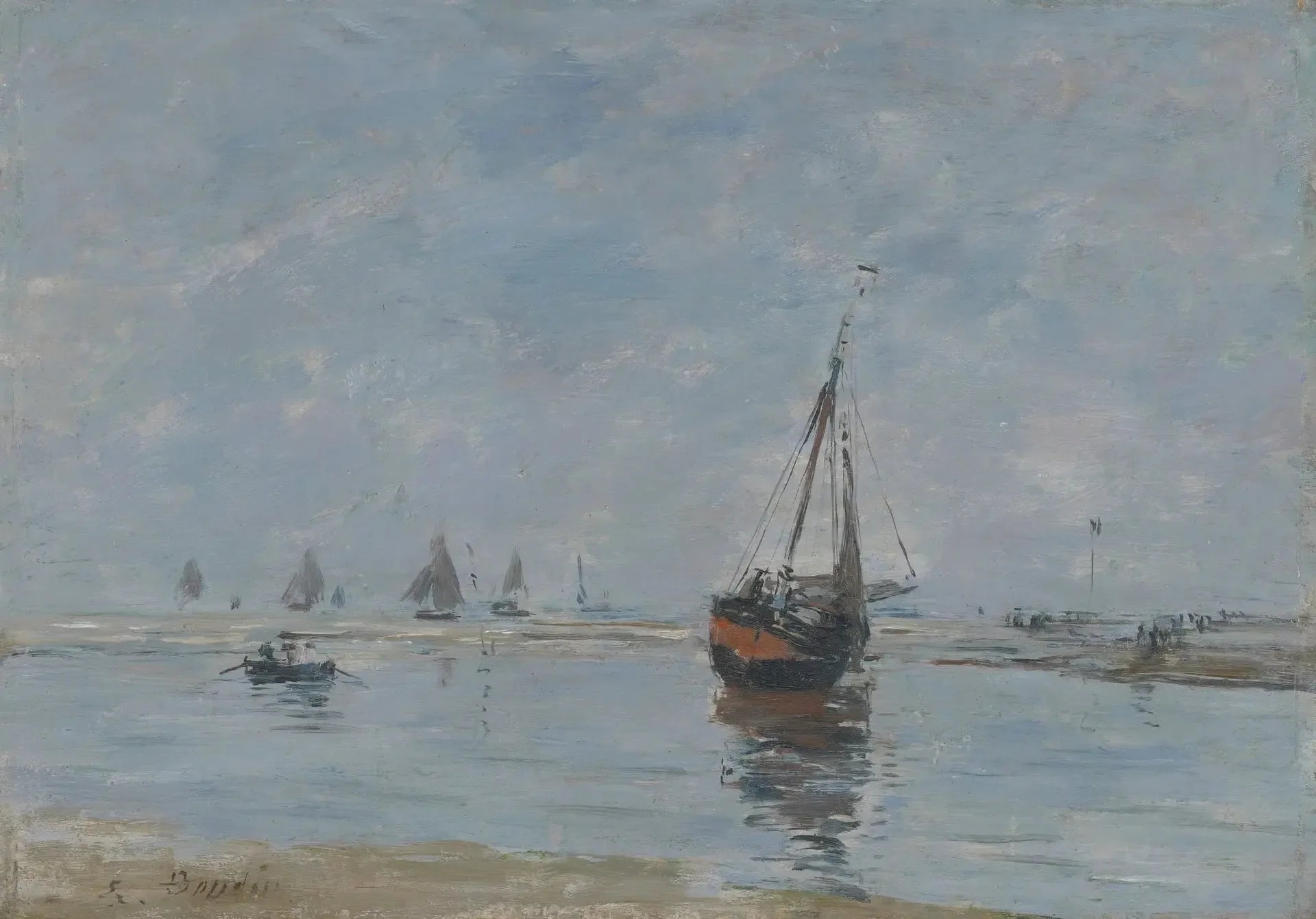Trouville à marée basse - Eugène Boudin image 1 copie de tableau peinte à la main
