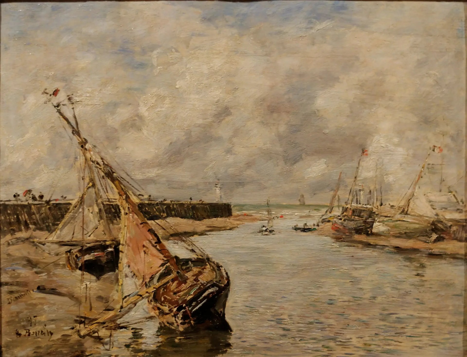 Trouville-Deauville – Marée basse - Eugène Boudin image 1 copie peinte à la main à l’huile