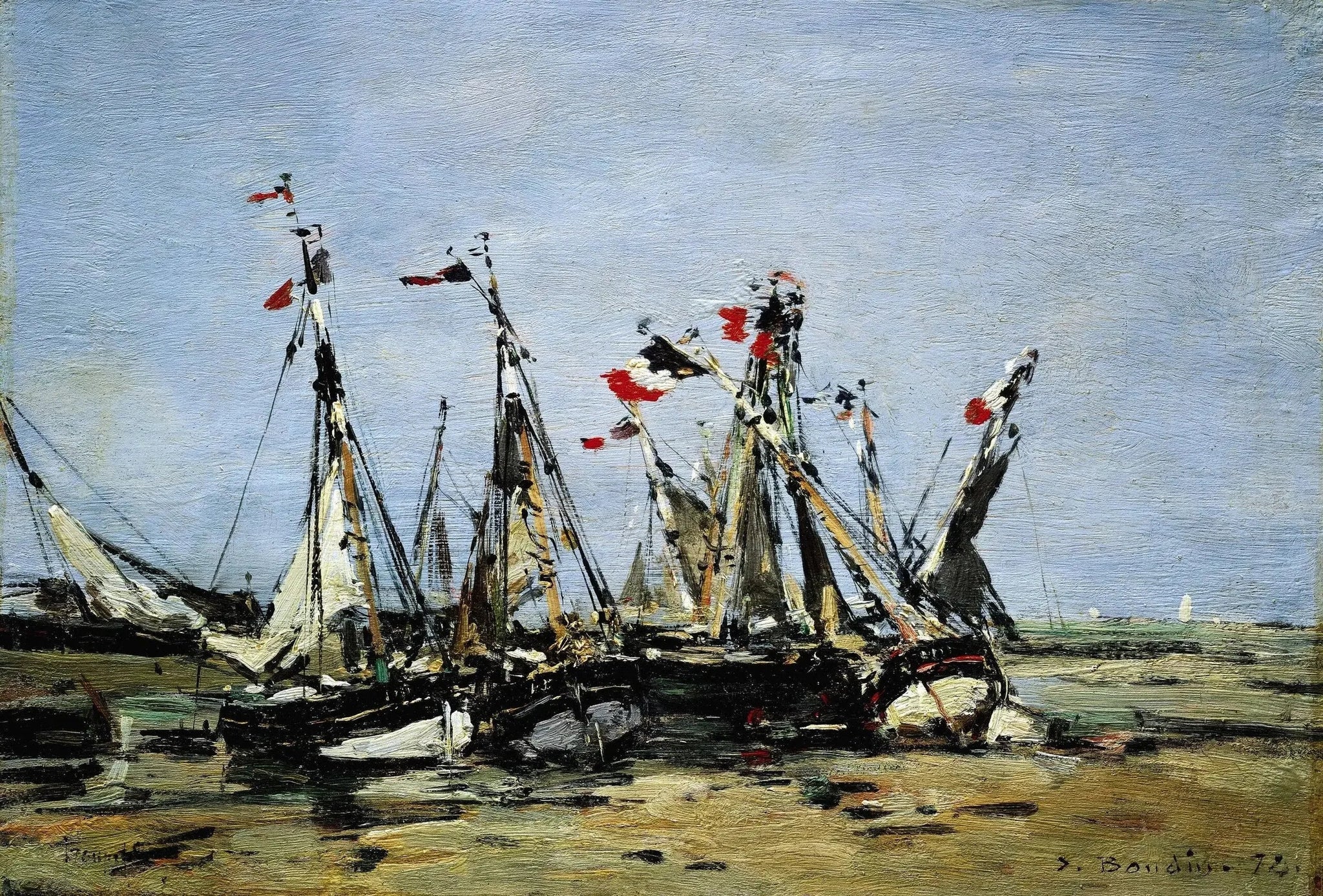 Trouville, en attendant la marée - Eugène Boudin image 1 tableau peint à l’huile sur toile