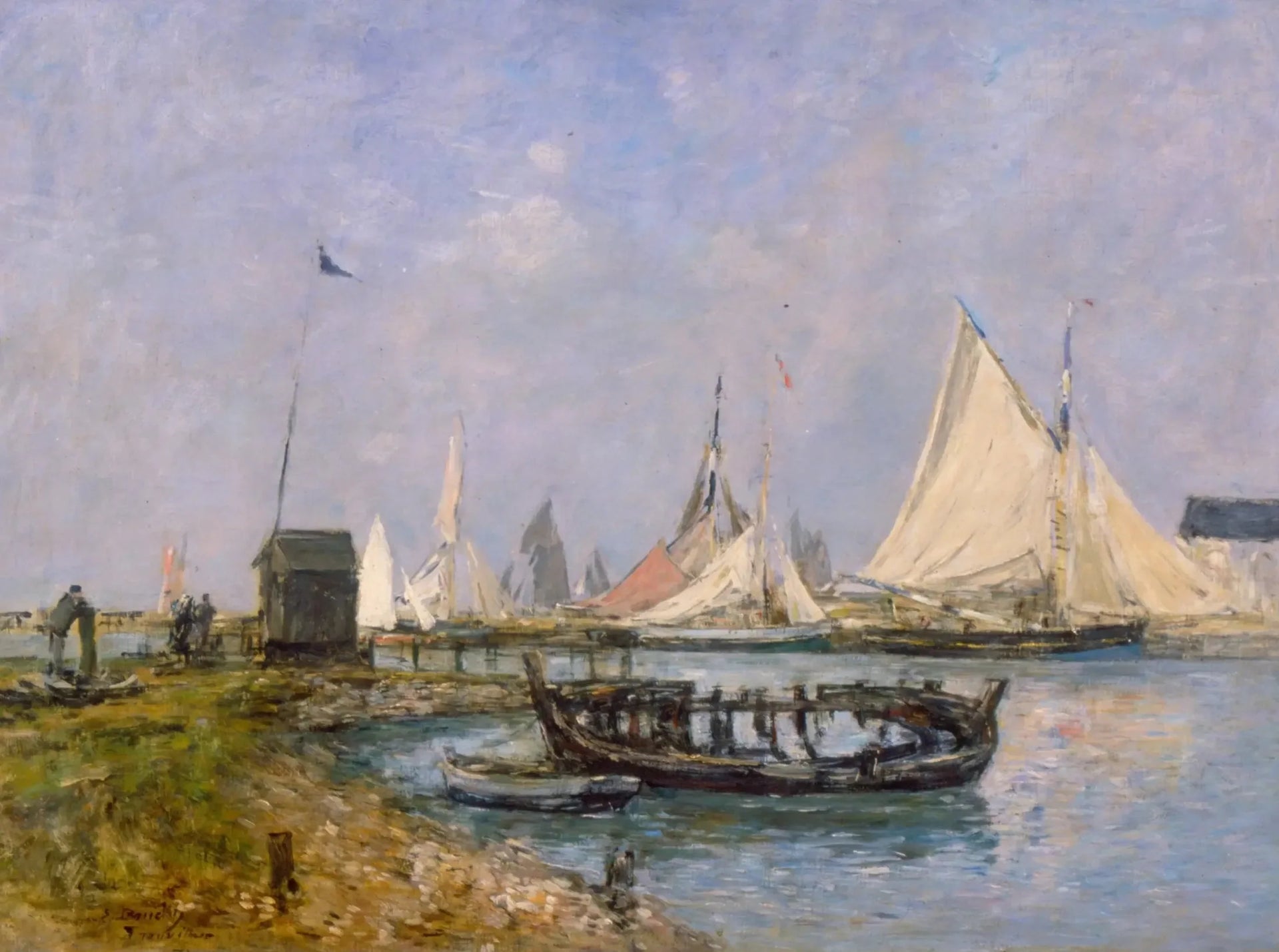 Trouville - Entrée du port - Eugène Boudin image 1 reproduction de peinture à l’huile