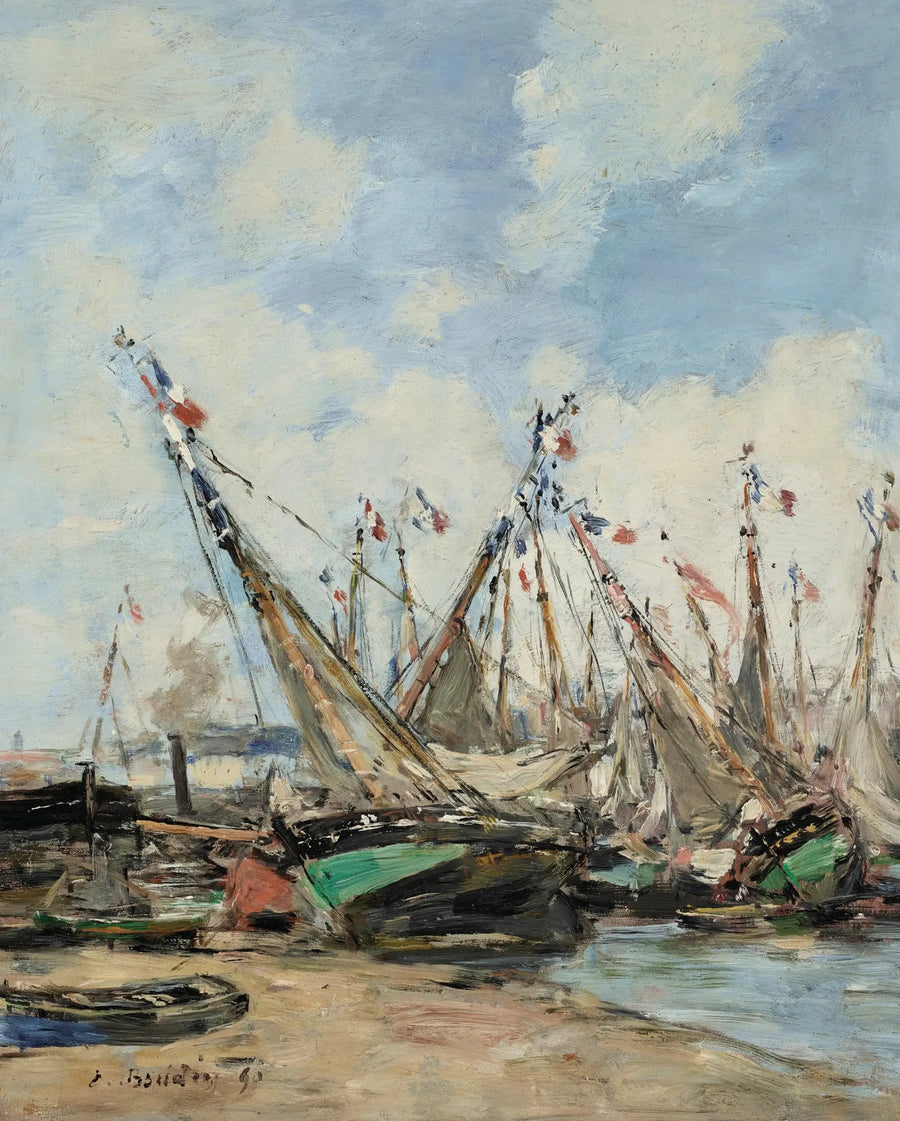 trouville le port voiliers échos - Eugène Boudin