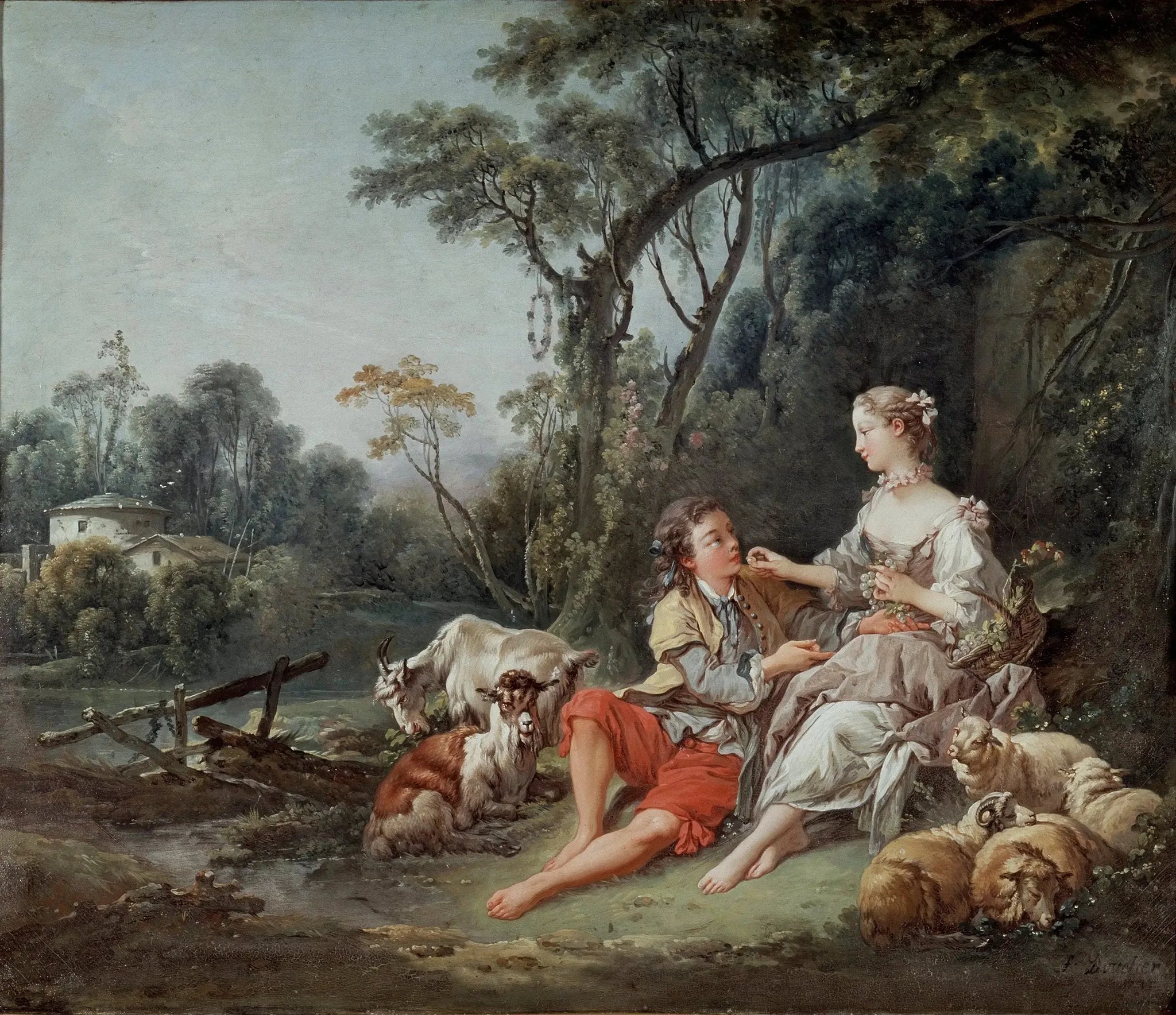 Tu penses aux raisins ? - François Boucher image 1 reproduction de peinture à l’huile