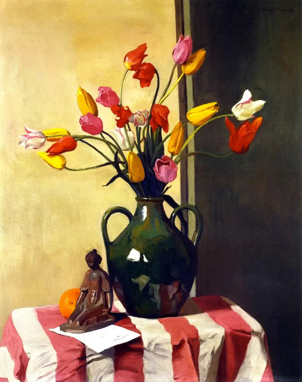 Tulipes et statuettes de Maillol - Félix Vallotton image 1 copie peinte à la main à l’huile