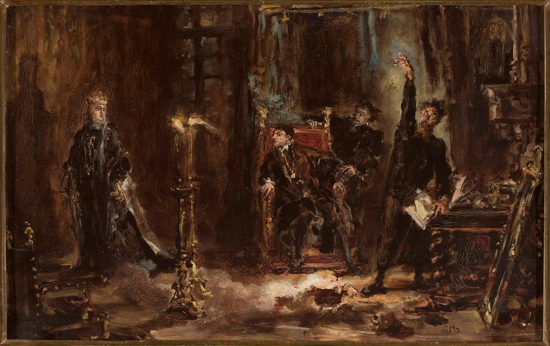 Twardowski invoquant l'esprit de Barbara pour Sigismond Auguste, croquis - Jan Matejko image 1 copie de tableau peinte à la main