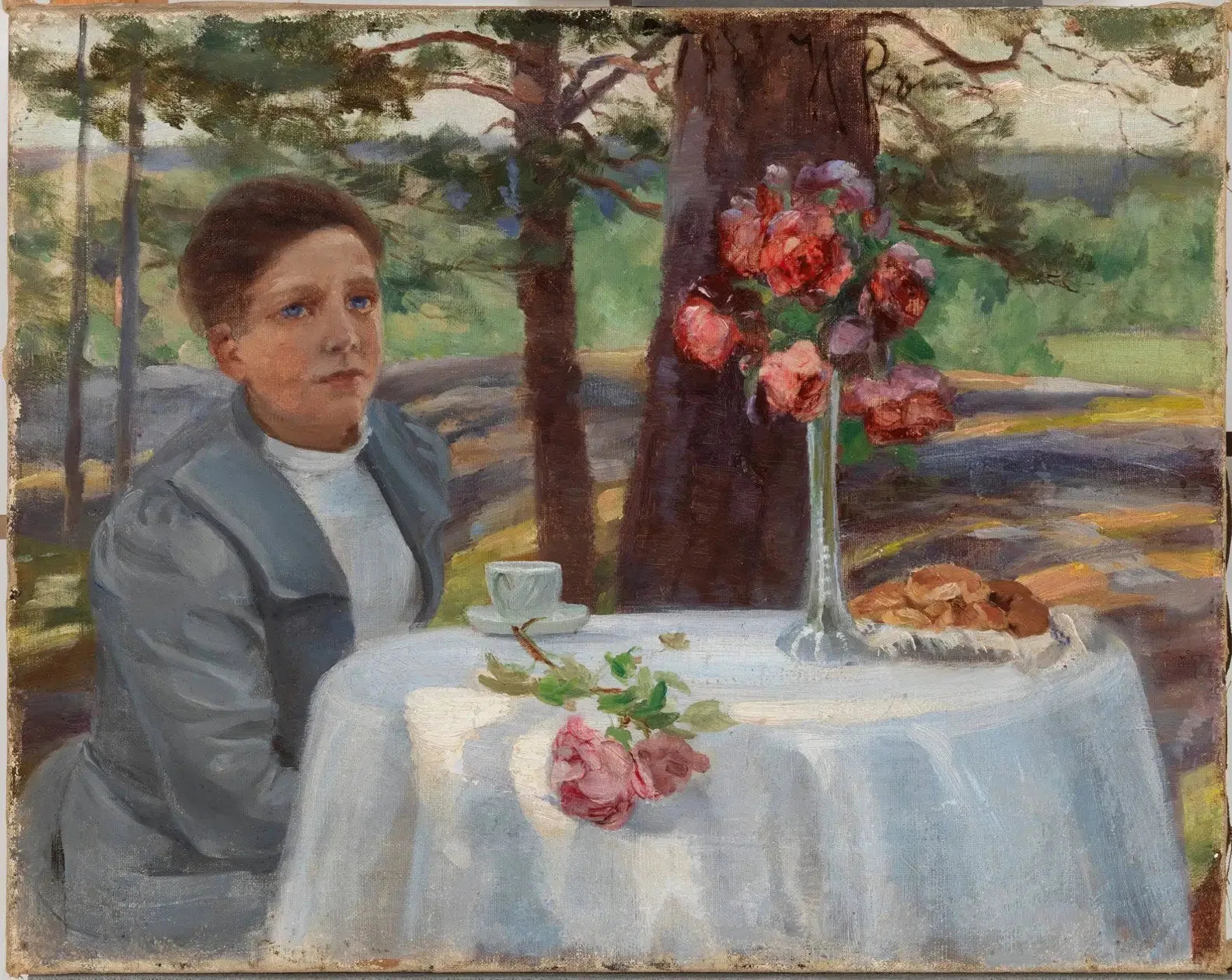 Tyttö pöydän ääressä - Ilya Repin image 1 copie peinte à la main à l’huile