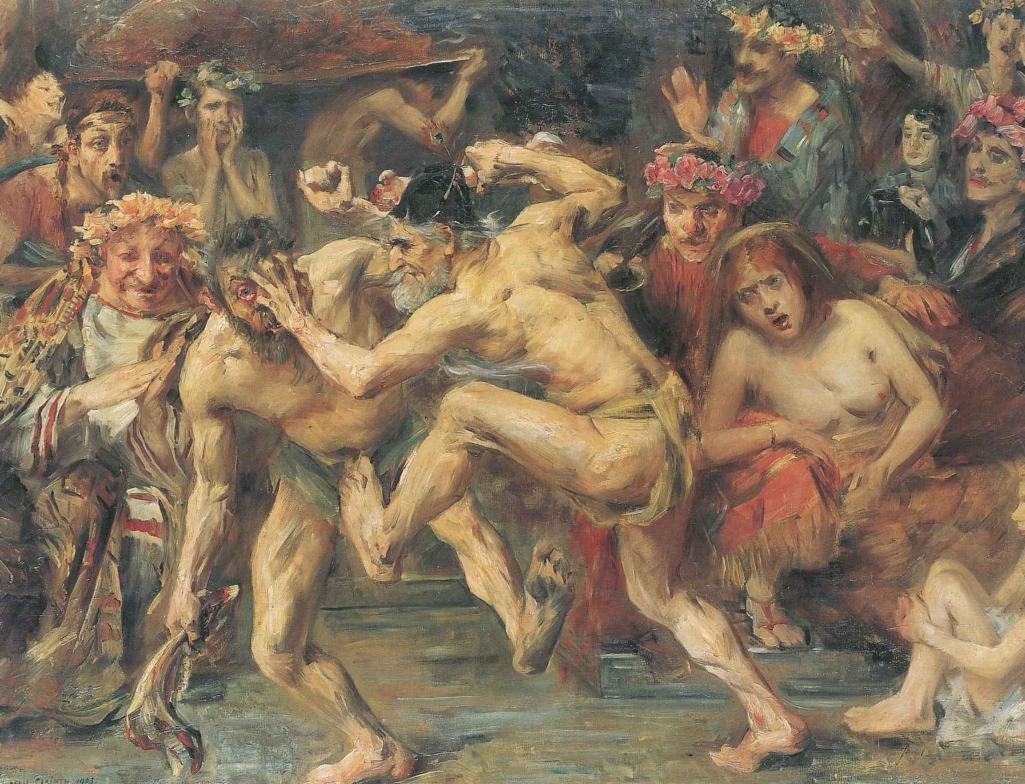 Ulysse combattant le mendiant. Scène inspirée de l'Odyssée (combat entre Ulysse et Iros). - Lovis Corinth image 1 reproduction d’œuvre d’art à l’huile