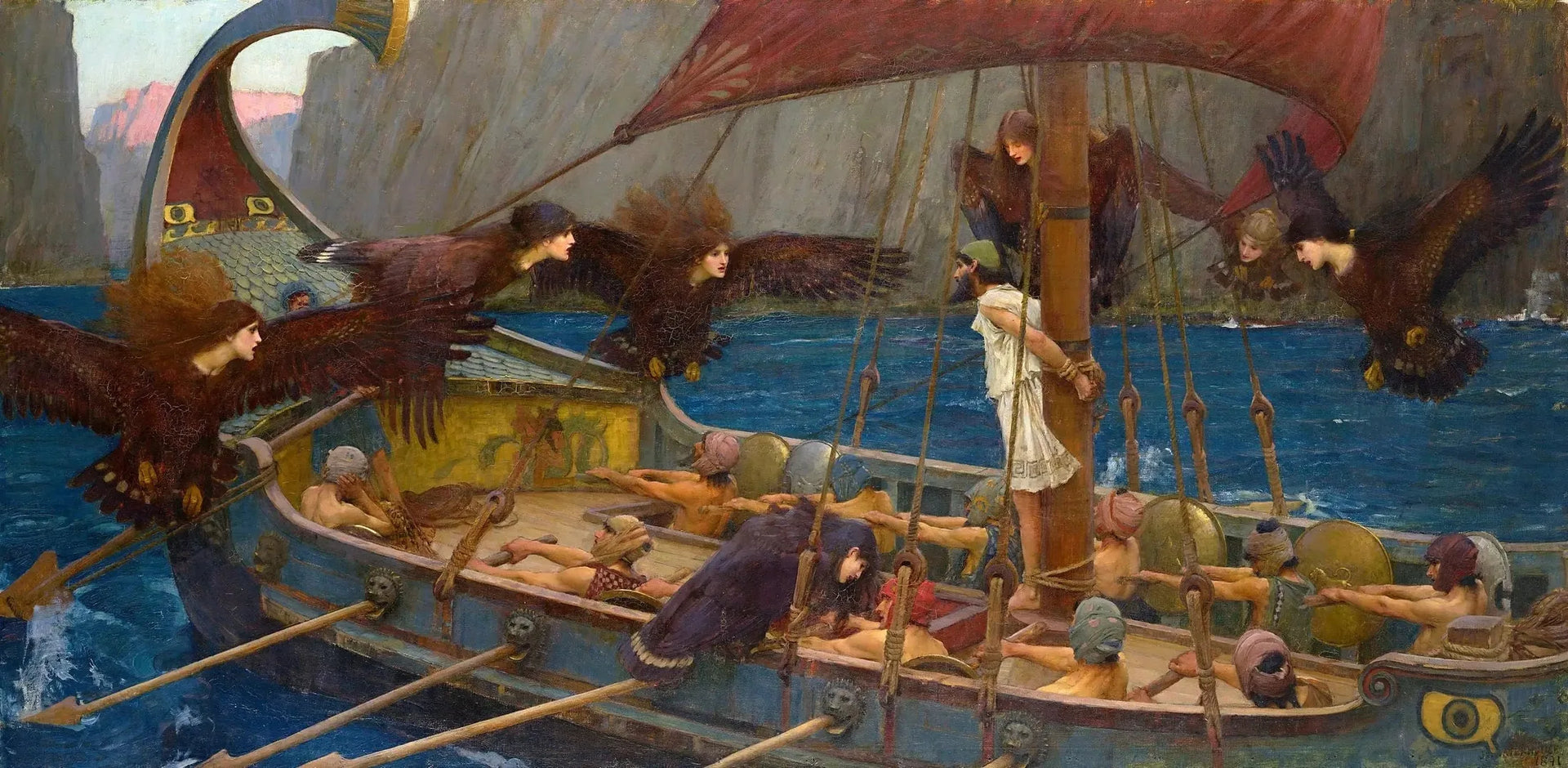Ulysse et les sirènes - John William Waterhouse image 1 copie peinte à la main à l’huile