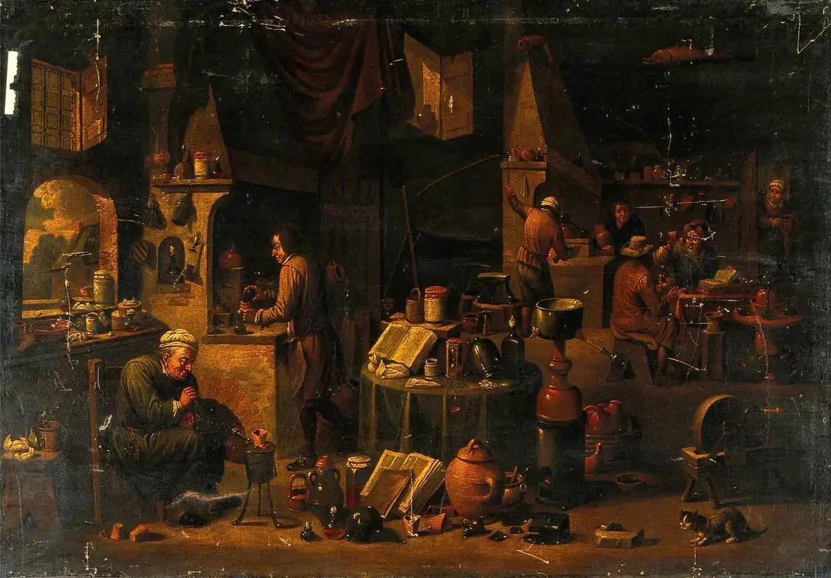 Un alchimiste dans son laboratoire - David Teniers le Jeune image 1 reproduction de peinture à l’huile