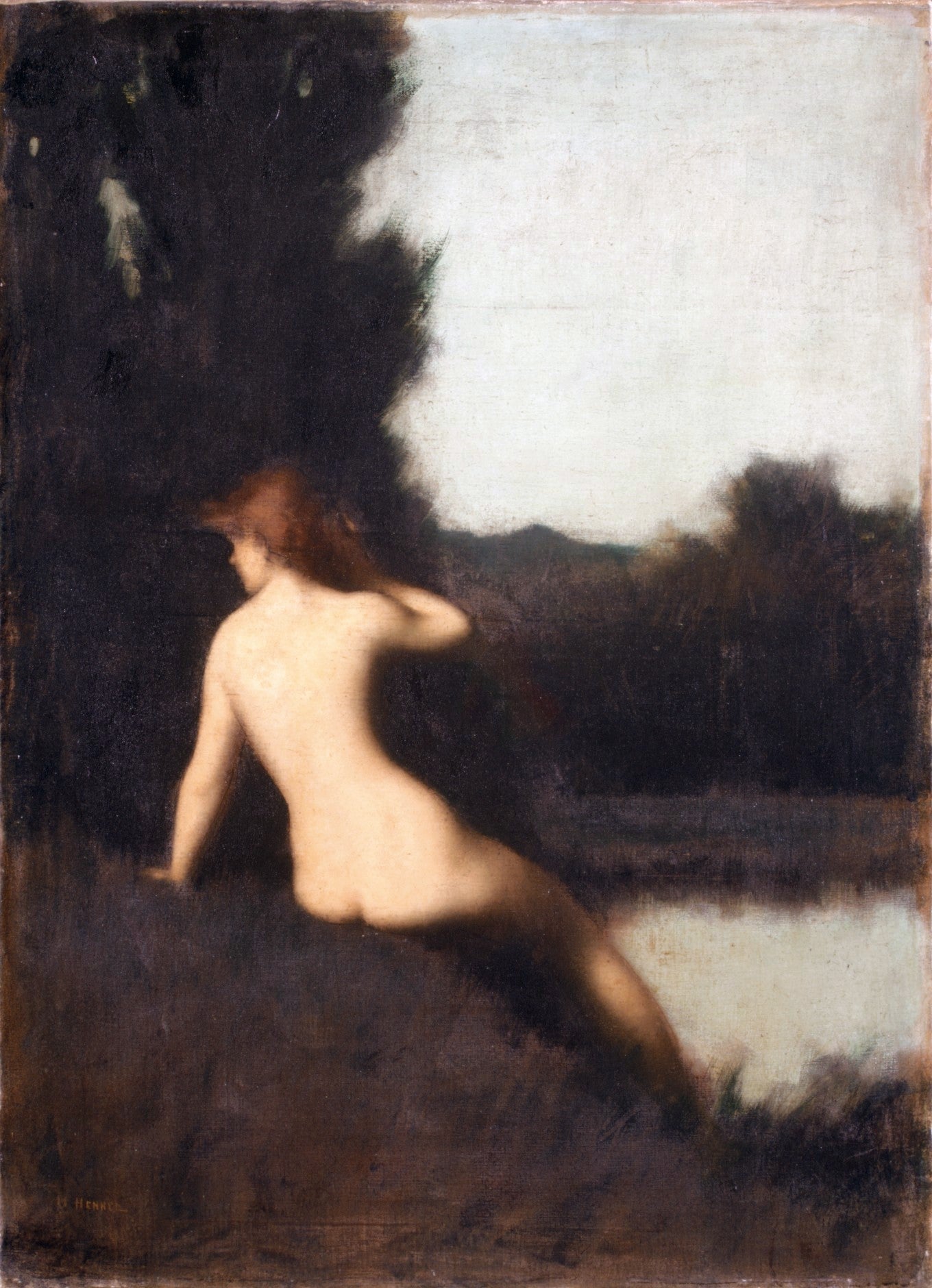 Un baigneur (Écho) - Jean-Jacques Henner image 1 reproduction de peinture à l’huile