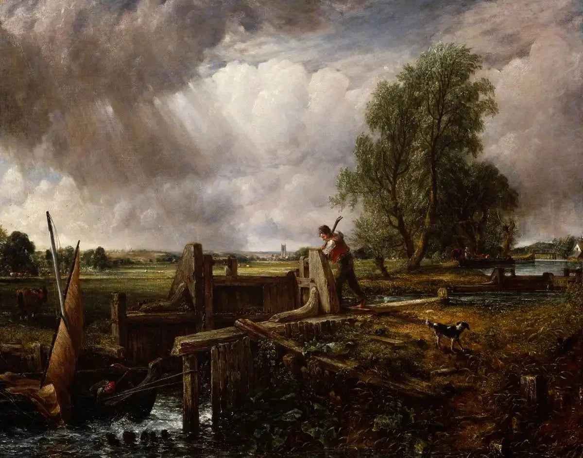 Un bateau passant une écluse - John Constable image 1 reproduction d’œuvre d’art à l’huile