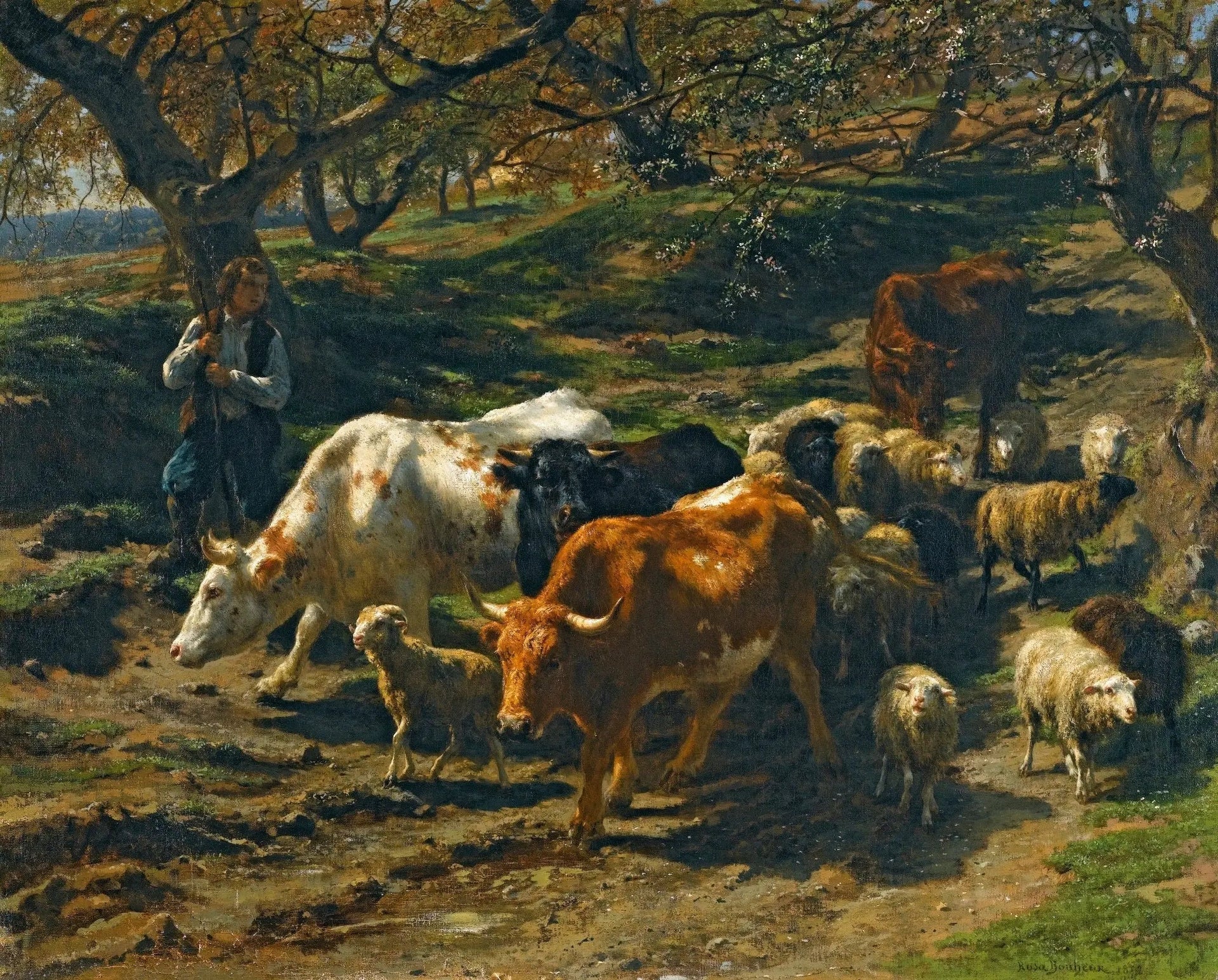 Un berger avec son Troupeau - Rosa Bonheur image 1 tableau peint à l’huile sur toile