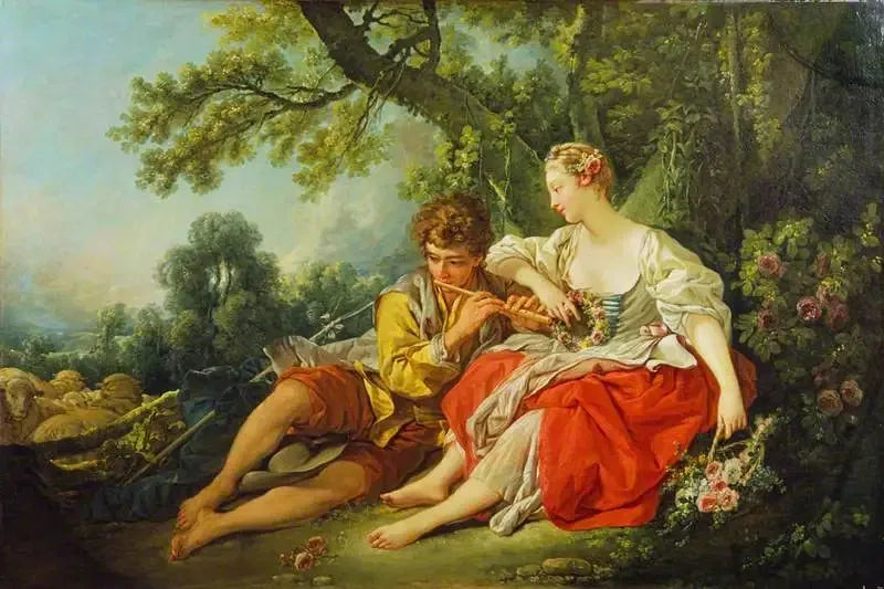 Un berger chante à une bergère - François Boucher image 1 reproduction artisanale de tableau