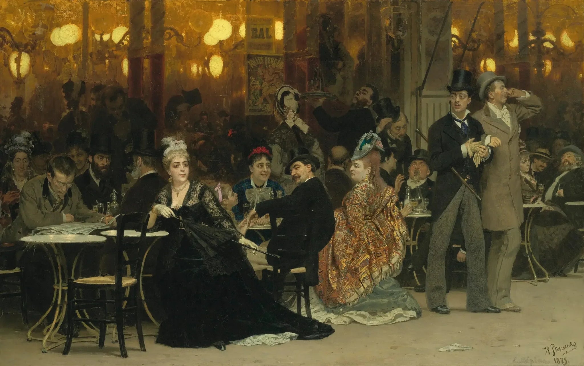 Un café parisien - Ilya Repin image 1 reproduction artisanale de tableau