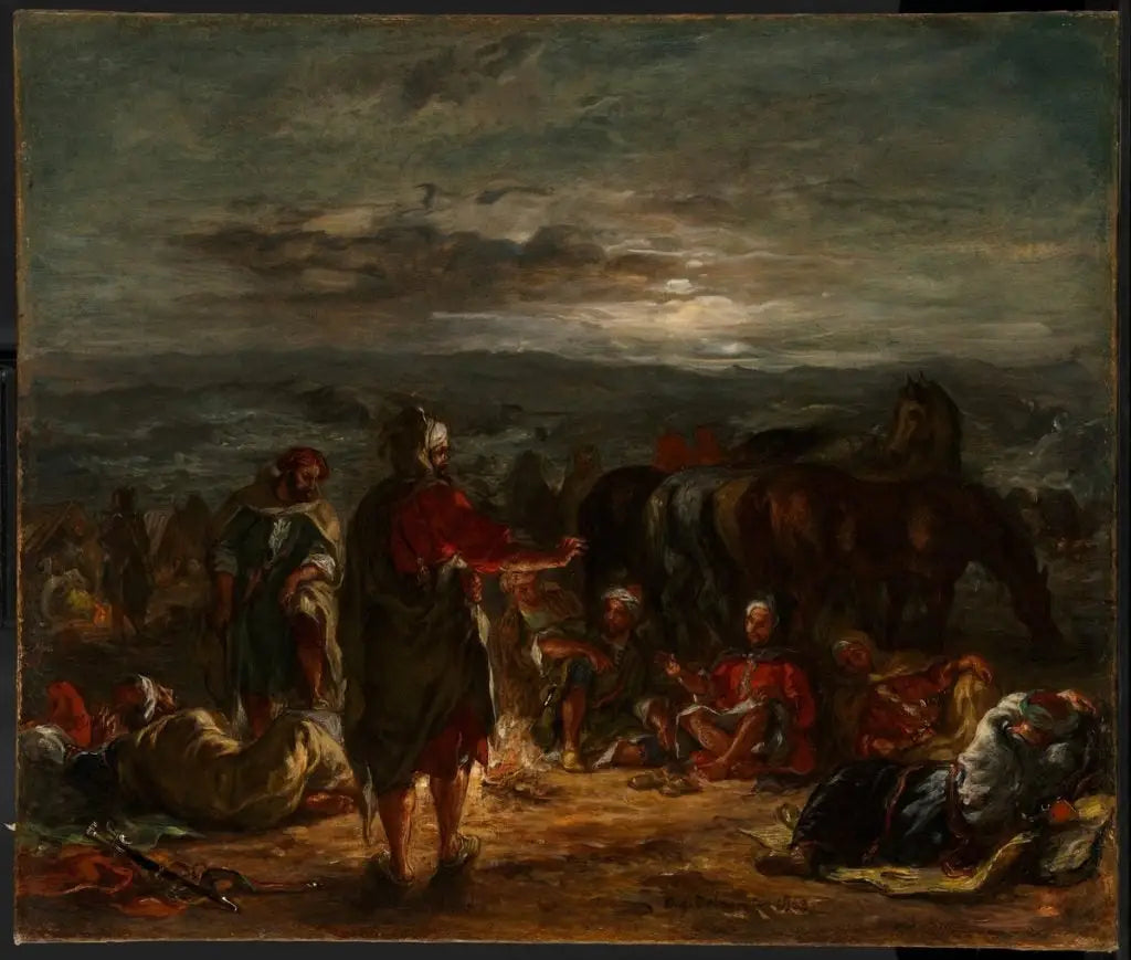 Un camp arabe la nuit - Eugène Delacroix image 1 copie peinte à la main à l’huile
