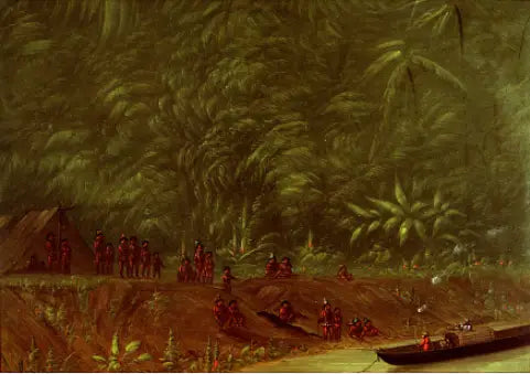 Un campement de Mura - Croquis de bateau - George Catlin