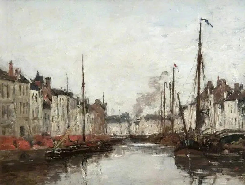 Un canal hollandais - Eugène Boudin image 1 reproduction de peinture à l’huile