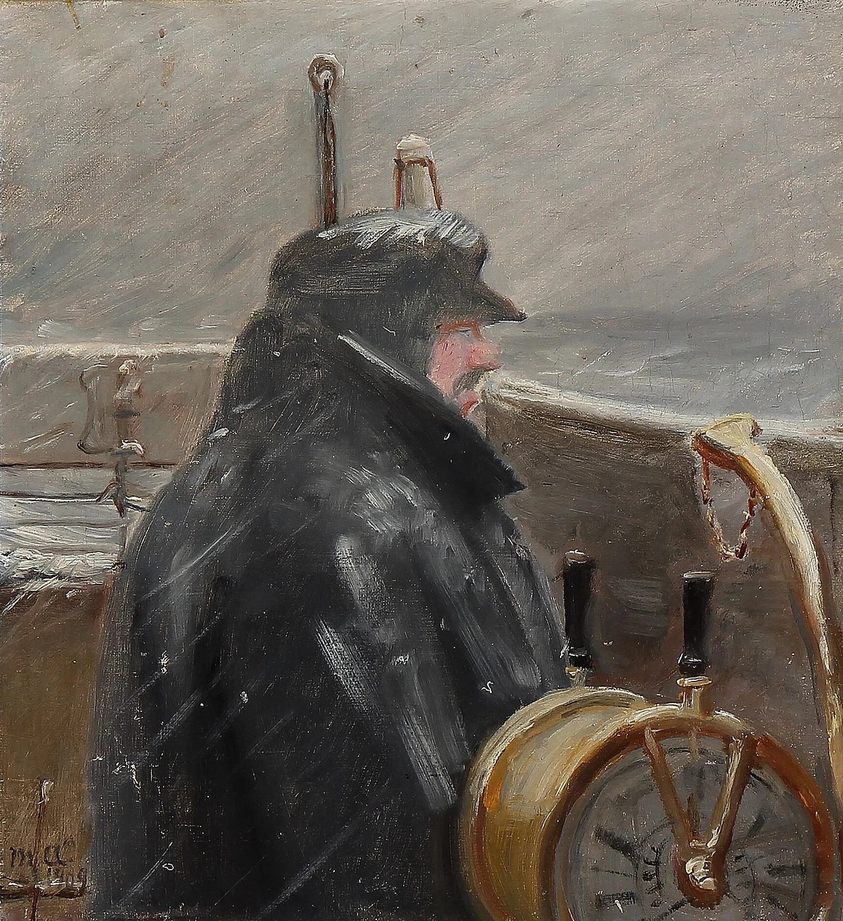 Un capitaine sur la passerelle. - Michael Peter Ancher image 1 copie peinte à la main à l’huile