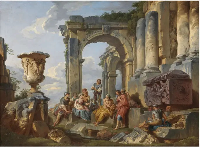 Un Capriccio avec Saint Pierre prêchant aux Romains - Giovanni Paolo Panini image 1 copie de tableau peinte à la main