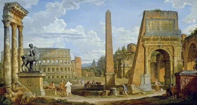 Un caprice de ruines romaines - Giovanni Paolo Panini image 1 reproduction artisanale de tableau