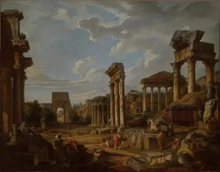 Un caprice du forum romain - Giovanni Paolo Panini image 1 reproduction artisanale de tableau