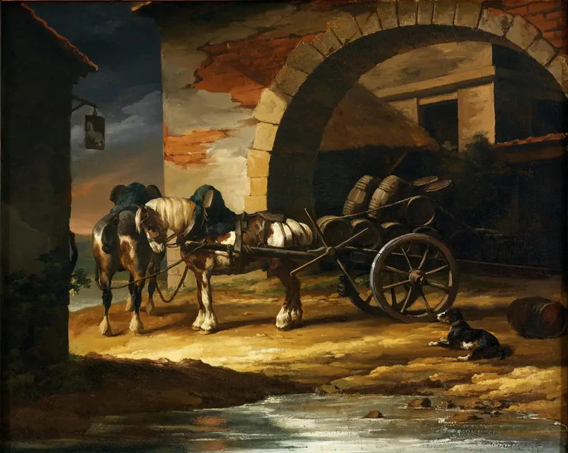 Un chariot chargé de fûts - Théodore Géricault
