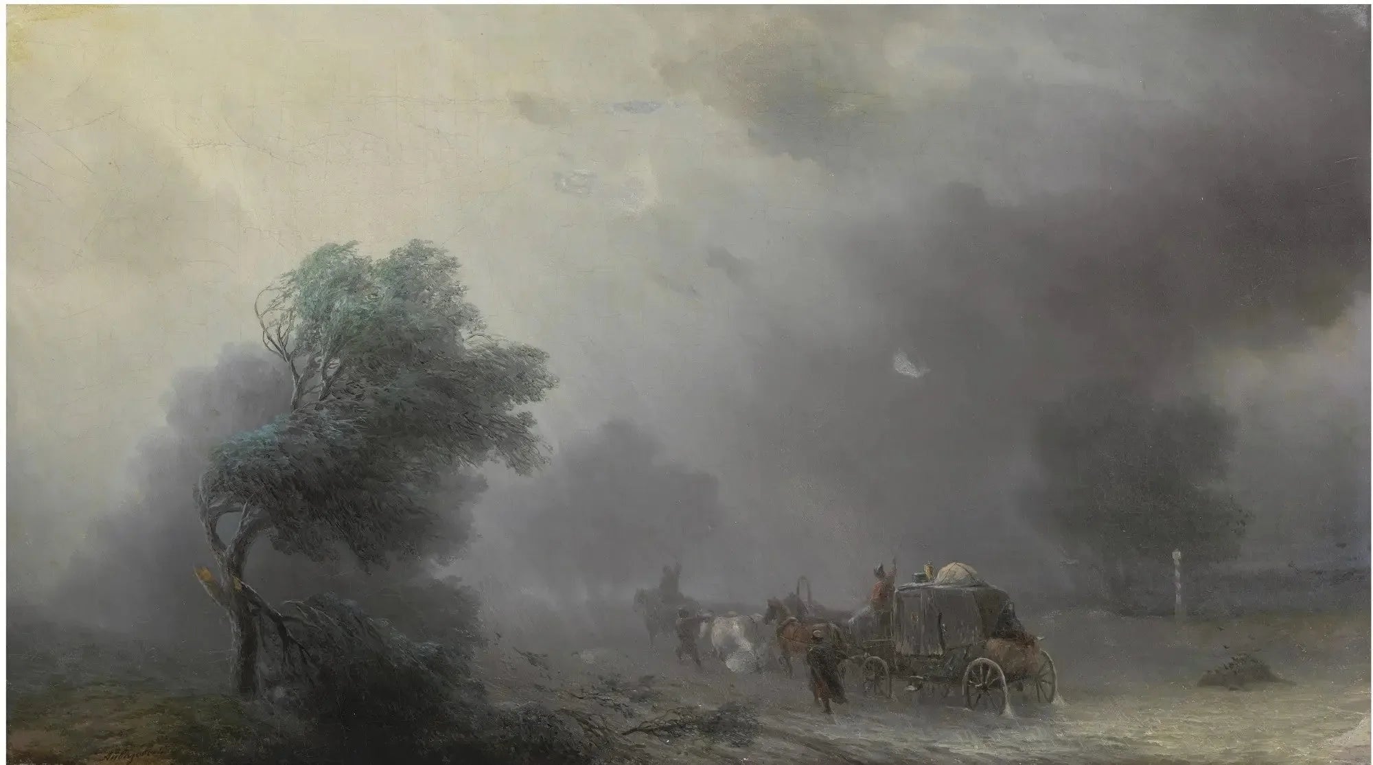 Un chariot dans la tempête - Ivan Aïvazovski image 1 reproduction de peinture à l’huile