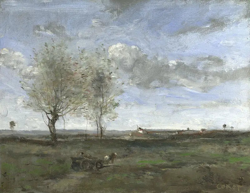 Un chariot dans les plaines d'Artois - Jean-Baptiste Camille Corot image 1 reproduction réalisée par Alpha Reproduction