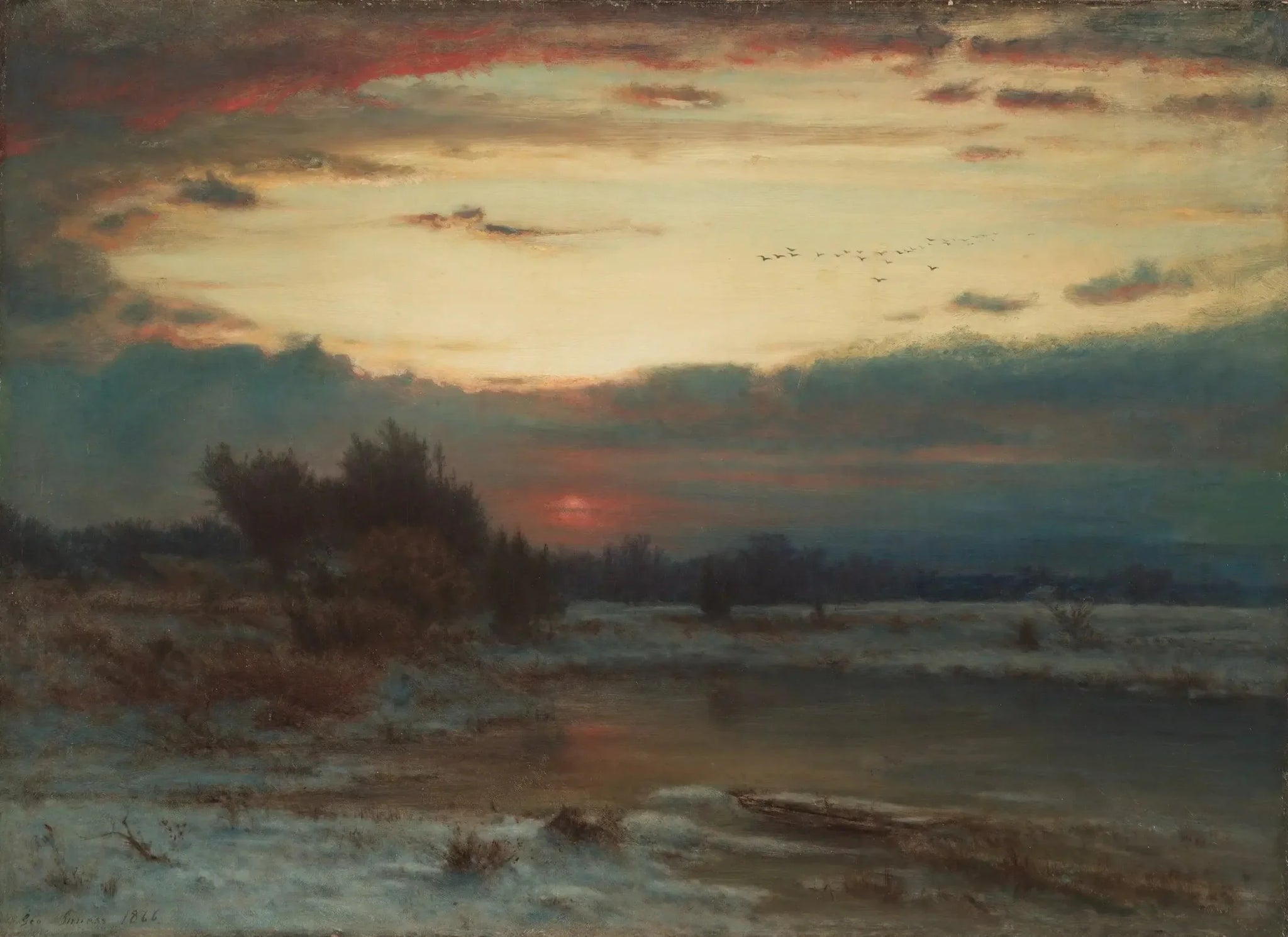 Un ciel d'hiver - George Inness image 1 copie de tableau peinte à la main