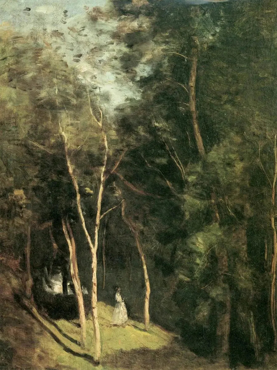 Un coin de parc à Port-Berteau, près Rochemont - Jean-Baptiste Camille Corot image 1 reproduction d’œuvre d’art à l’huile
