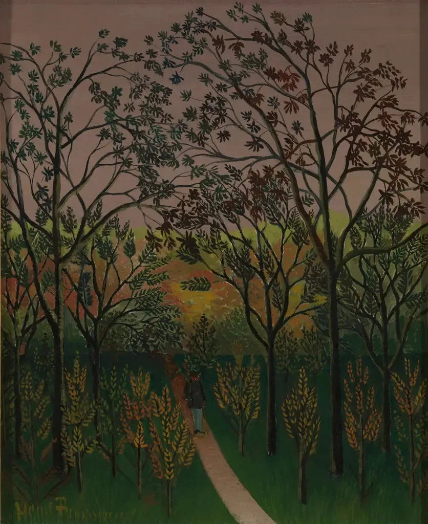 Un Coin du plateau de Bellevue. automne, soleil couchant - Henri Rousseau image 1 reproduction artisanale de tableau