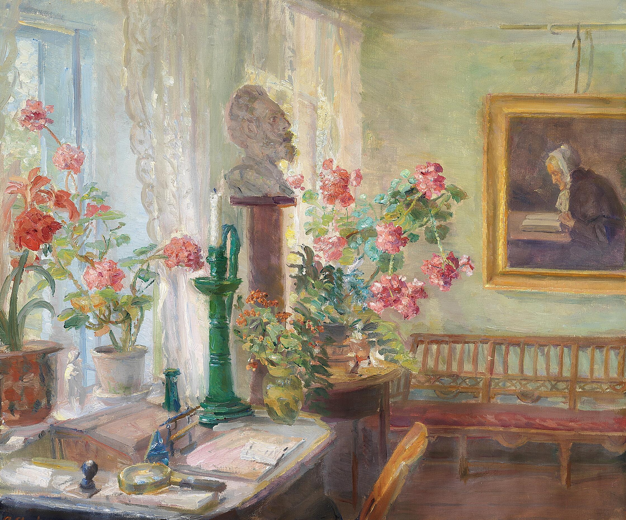 Un coin du salon. Intérieur. - Anna Ancher image 1 copie peinte à la main à l’huile