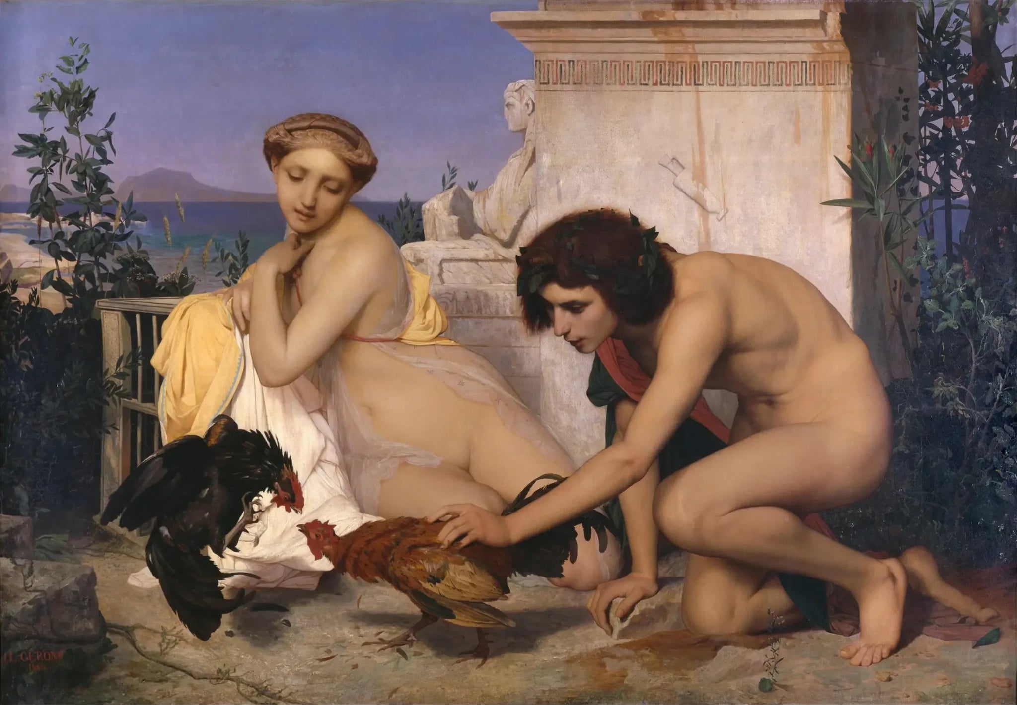 Un combat de coqs - Jean-Léon Gérôme image 1 reproduction artisanale de tableau