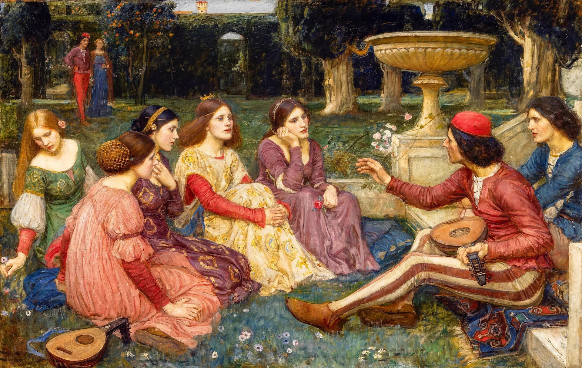 Un conte du décaméron - John William Waterhouse image 1 copie peinte à la main à l’huile