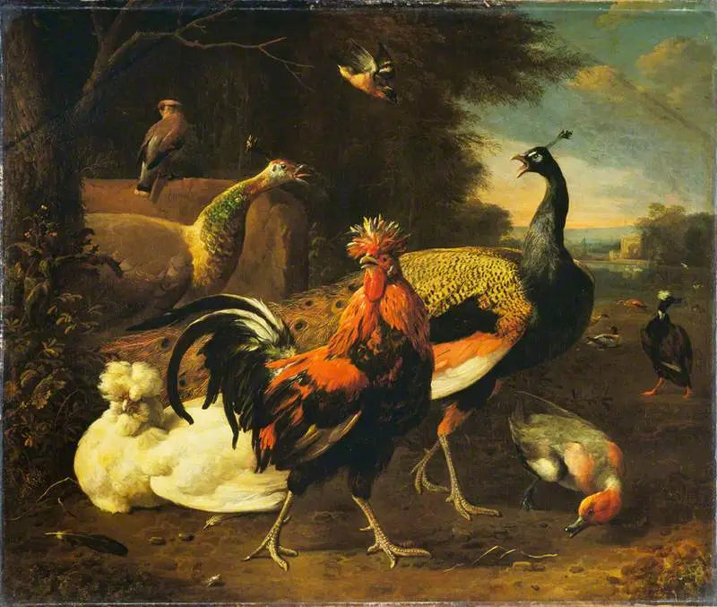 Un coq avec d'autres oiseaux - Melchior de Hondecoeter image 1 tableau peint à l’huile sur toile