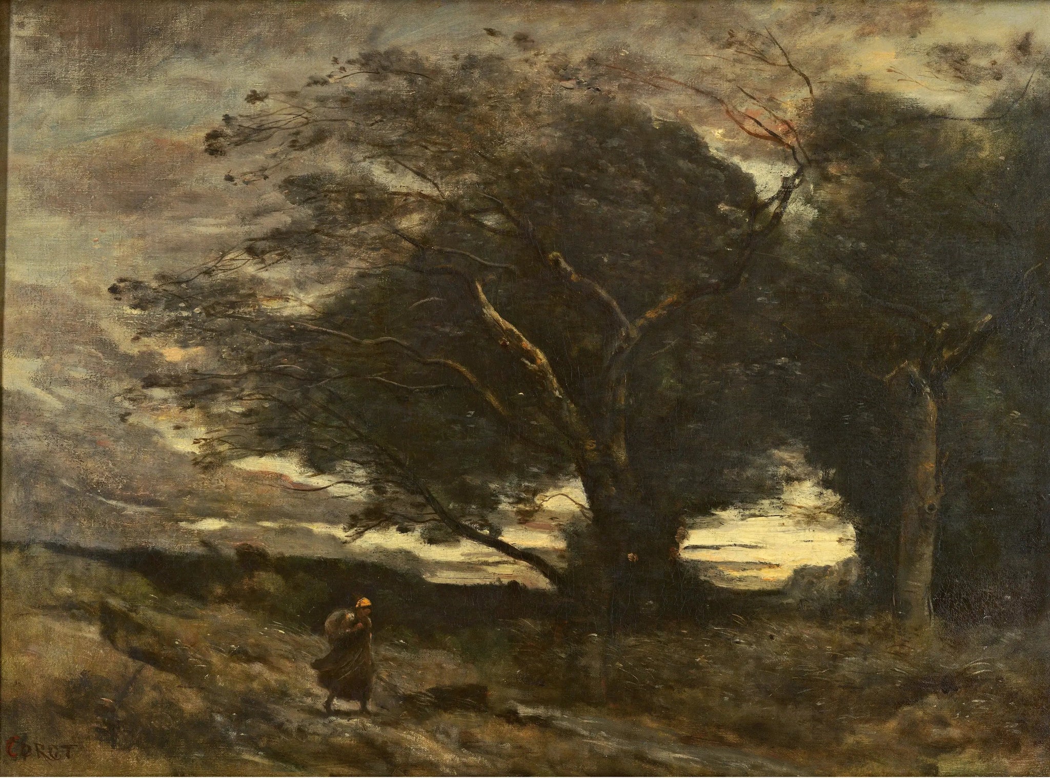 Un coup de vent - Jean-Baptiste Camille Corot image 1 reproduction d’œuvre d’art à l’huile