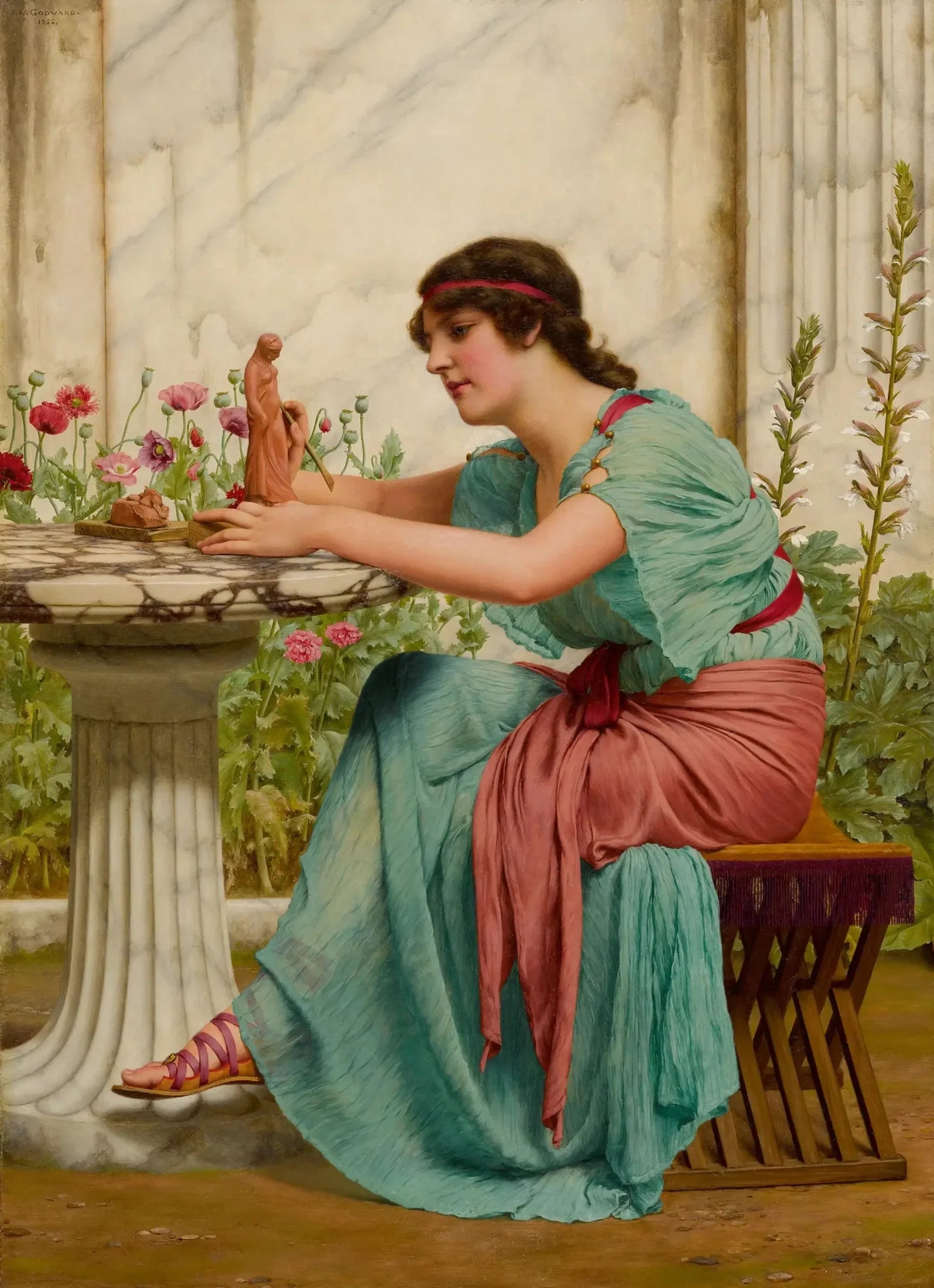 Un dilettante - John William Godward image 1 copie peinte à la main à l’huile