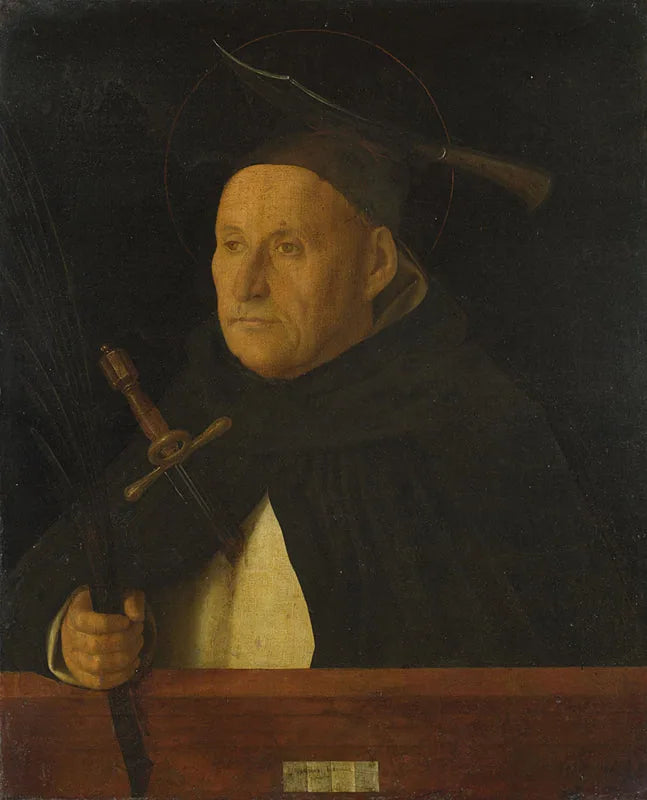 Un Dominicain, avec les attributs de saint Pierre Martyr - Giovanni Bellini image 1 copie peinte à la main à l’huile