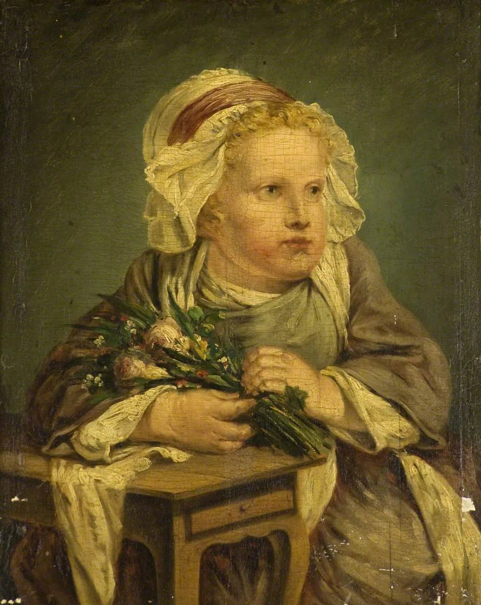 Un enfant avec un bouquet de fleurs - Jean-Baptiste Greuze image 1 tableau peint à l’huile sur toile