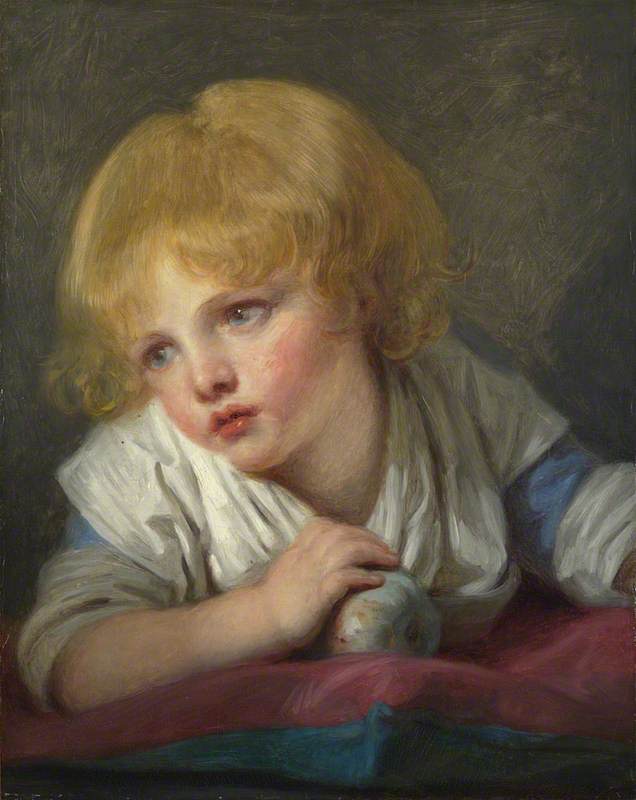 Un enfant avec une pomme - Jean-Baptiste Greuze image 1 tableau peint à l’huile sur toile