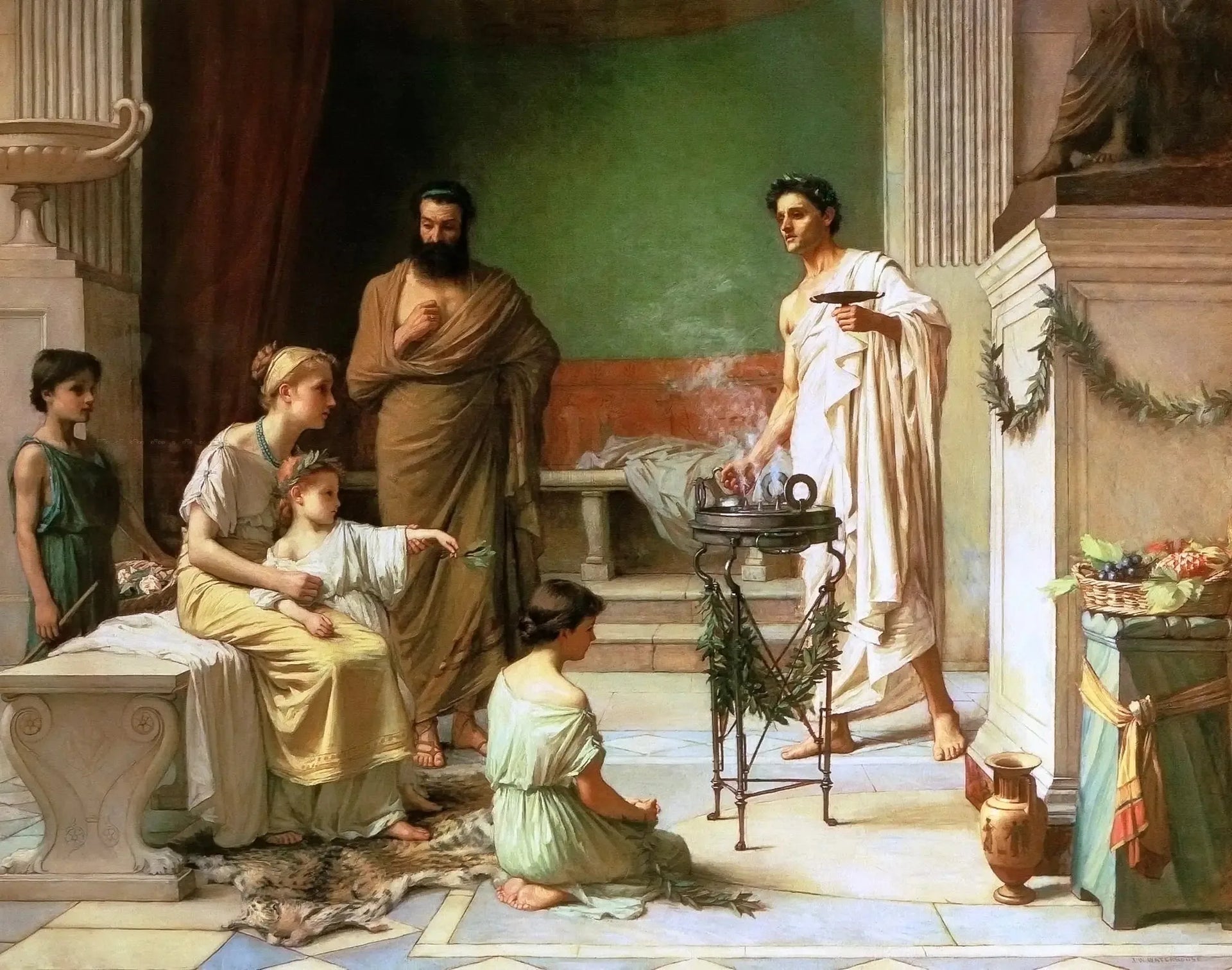 Un enfant malade amené dans le temple d'Esculape - John William Waterhouse image 1 copie de tableau peinte à la main