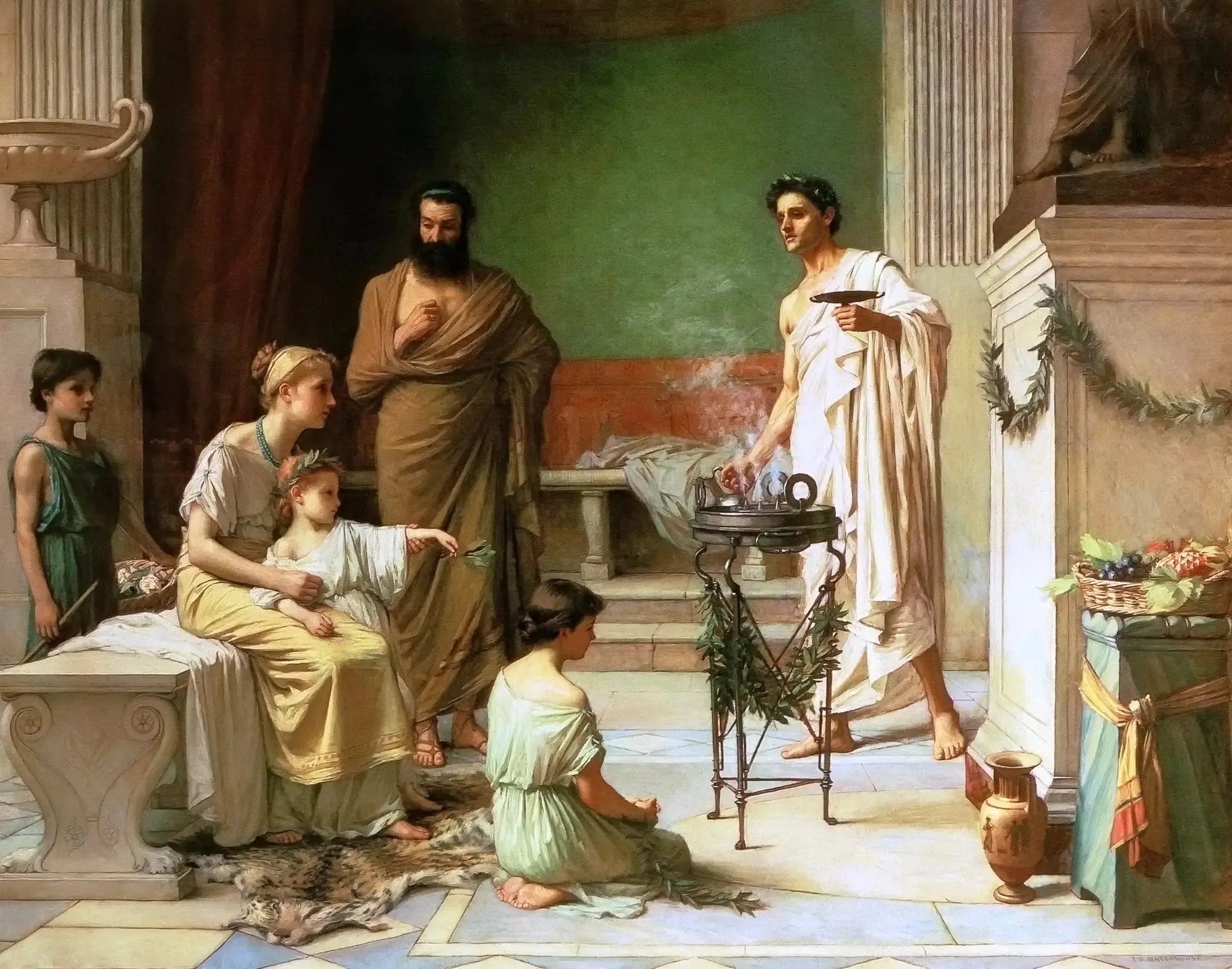 Un enfant malade amené dans le temple d'Esculape - John William Waterhouse image 1 copie de tableau peinte à la main