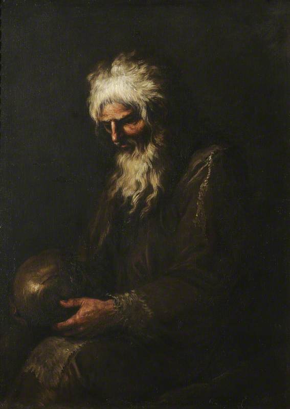 Un ermite contemplant un crâne - Salvator Rosa