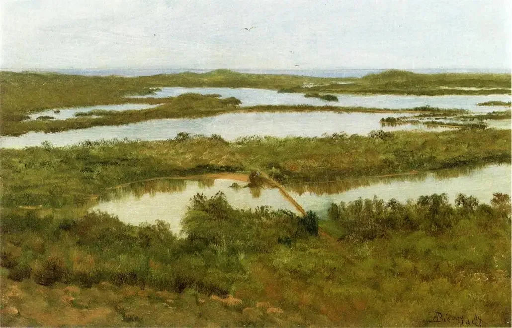 Un estuaire de rivière - Albert Bierstadt image 1 tableau peint à l’huile sur toile