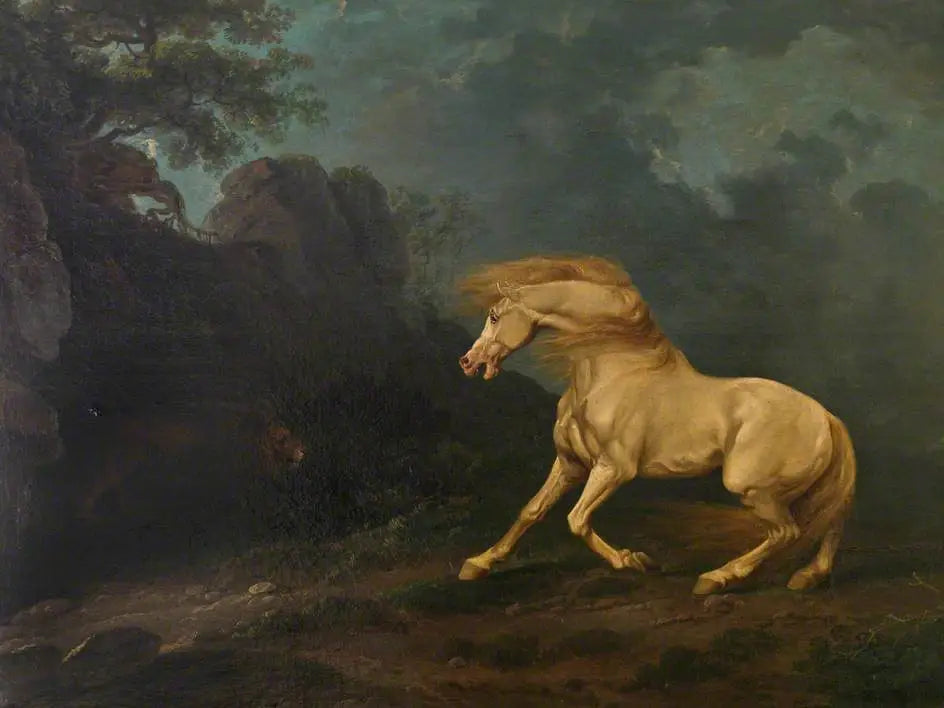 Un étalon surpris par un lion - George Stubbs image 1 reproduction de peinture à l’huile