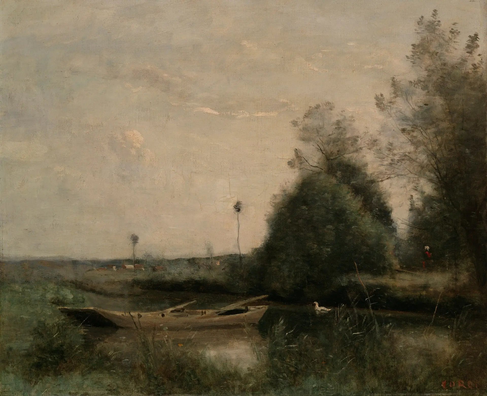 Un étang à Mortain - Jean-Baptiste Camille Corot image 1 copie de tableau peinte à la main