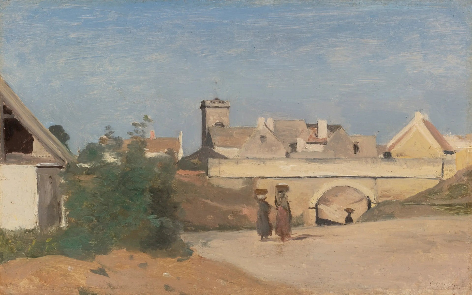 Un faubourg de ville (Rochefort-sur-Mer, Charente) - Jean-Baptiste Camille Corot image 1 copie peinte à la main à l’huile